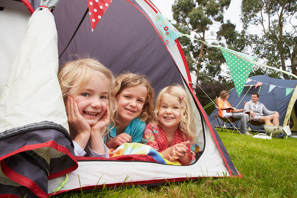 Children in a tent