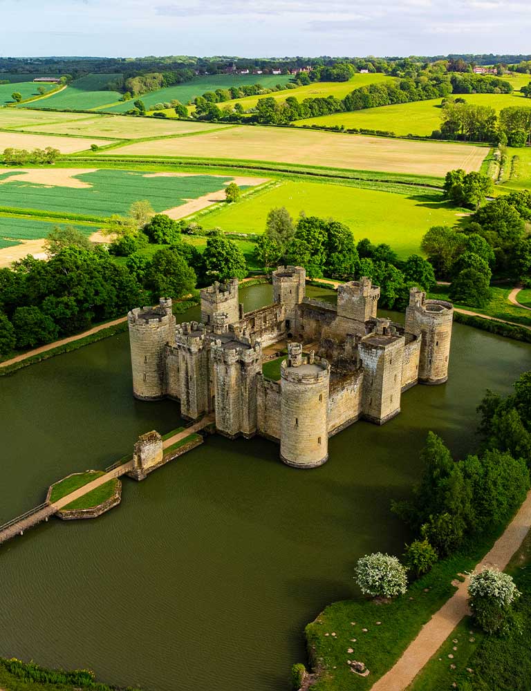 Ariel view of Bodiam Castle and it's moat