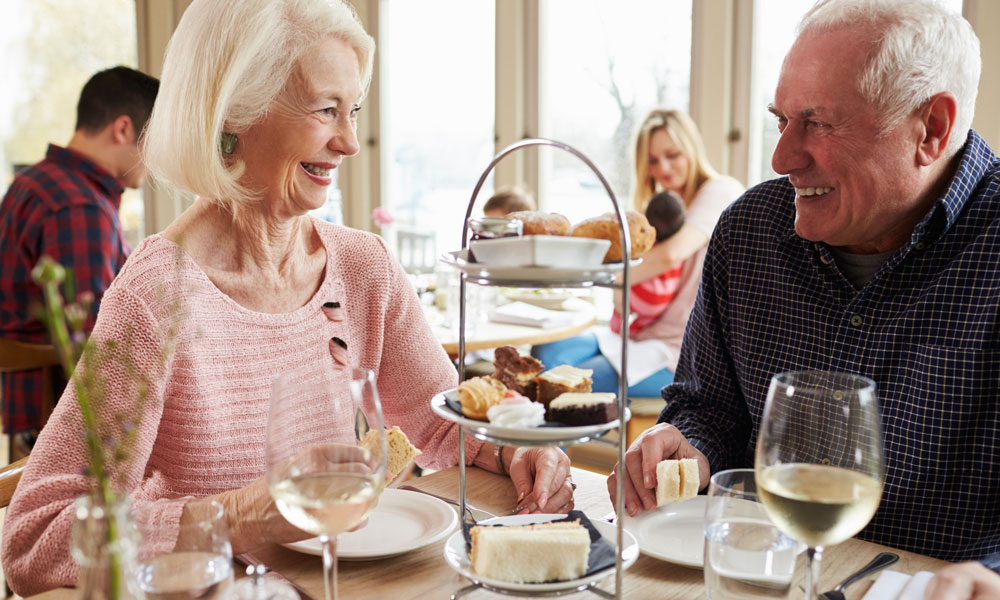 Senior Couple Enjoying Afternoon Tea