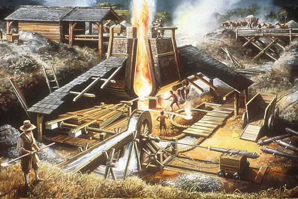 iron-foundry-illus An illustration of the furnace industry