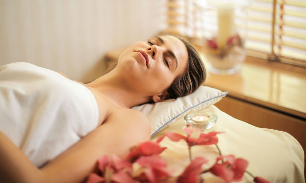 Female having a relaxing facial Female having a relaxing facial