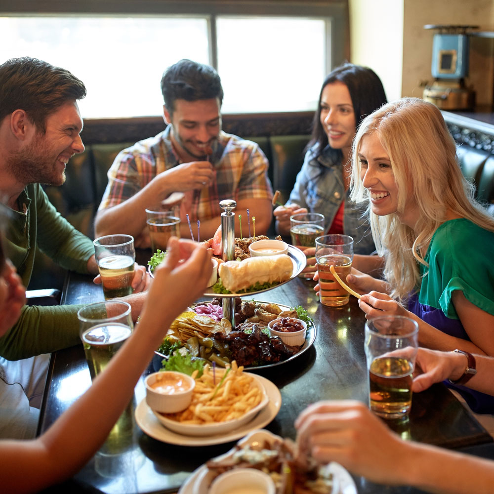 Group of people in a pub