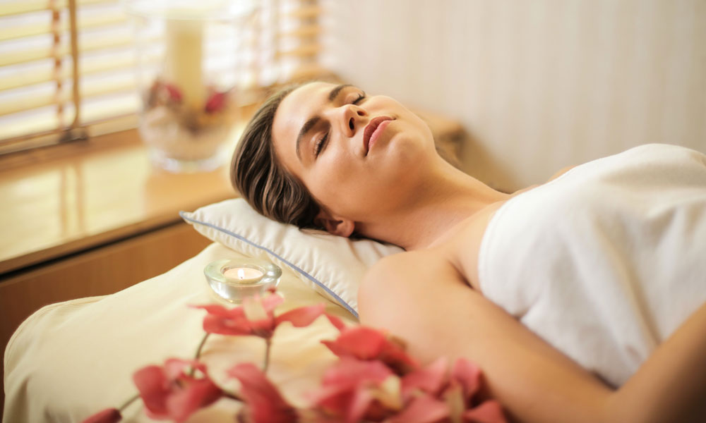 Female having a relaxing facial