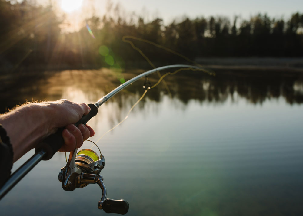 Fishing at sunset