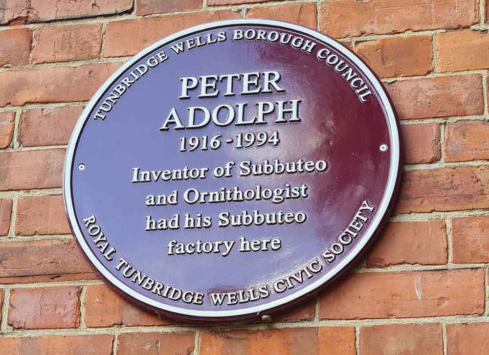 Subbuteo plaque plaque showing Peter Adolph 106-1994 Inventor of Subbuteop and Ornithologist had his Subbuteo factory here