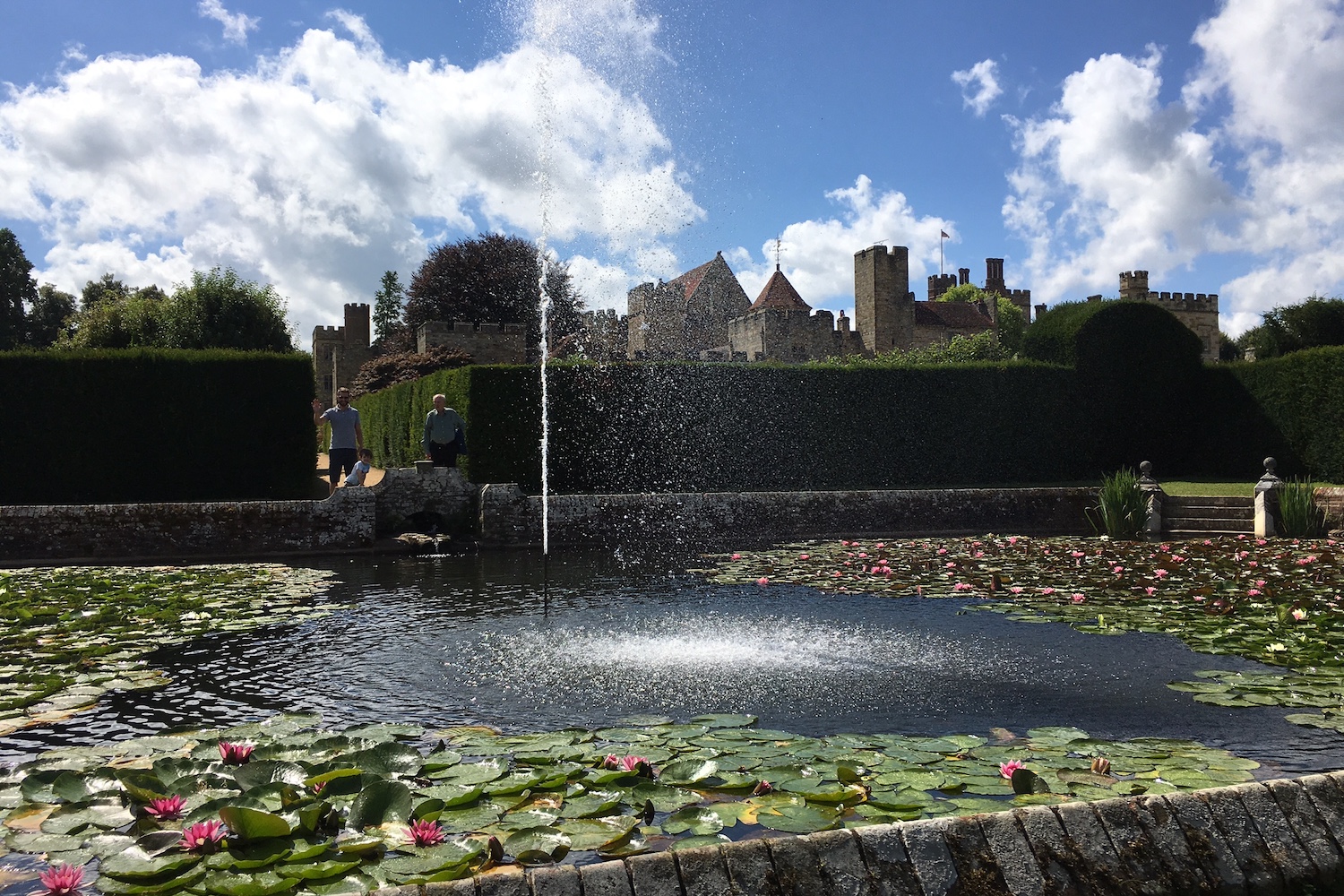 penshurst-place-2 A water fountain spraying water surrounded by lily pads within Penshurst Place & Gardens