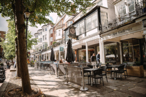 Pantiles restaurant fronts A row of shops and bars with outdoor seating