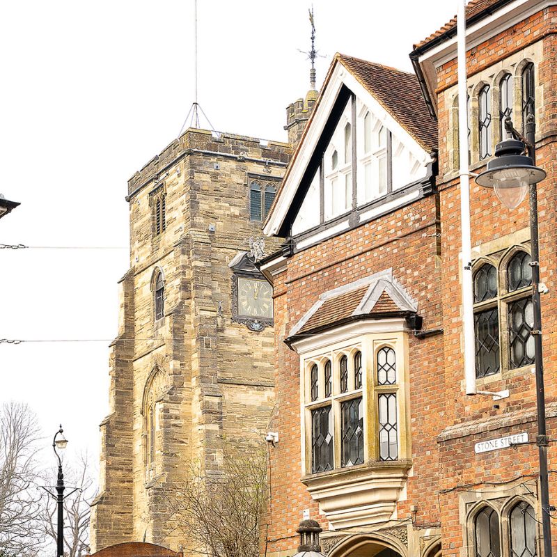 Cranbrook vestry hall and church 800×800 Church with old hall in foreground