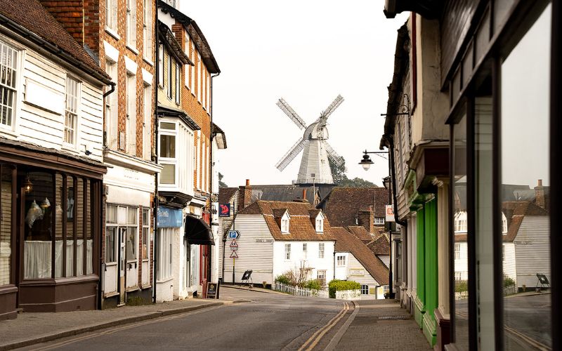 Windmill at end of street