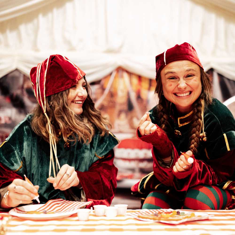 Elves at Christmas workshop