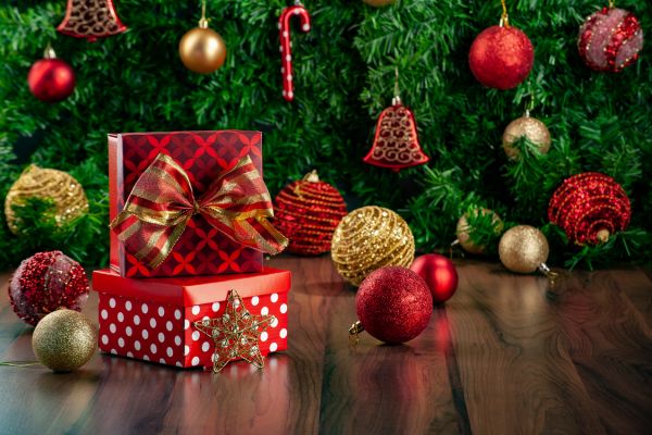 Wrapped presents under the christmas tree