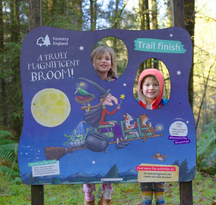 Children with Room on the Broom board