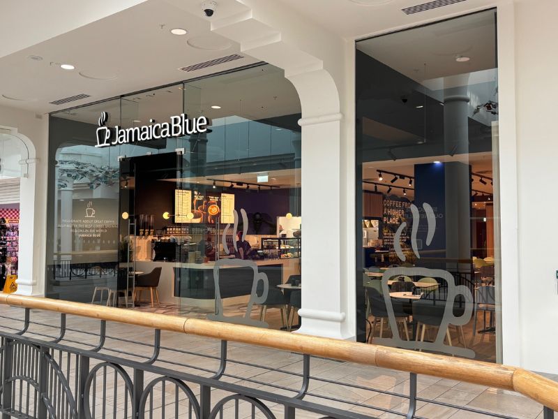 Cafe frontage inside shopping centre